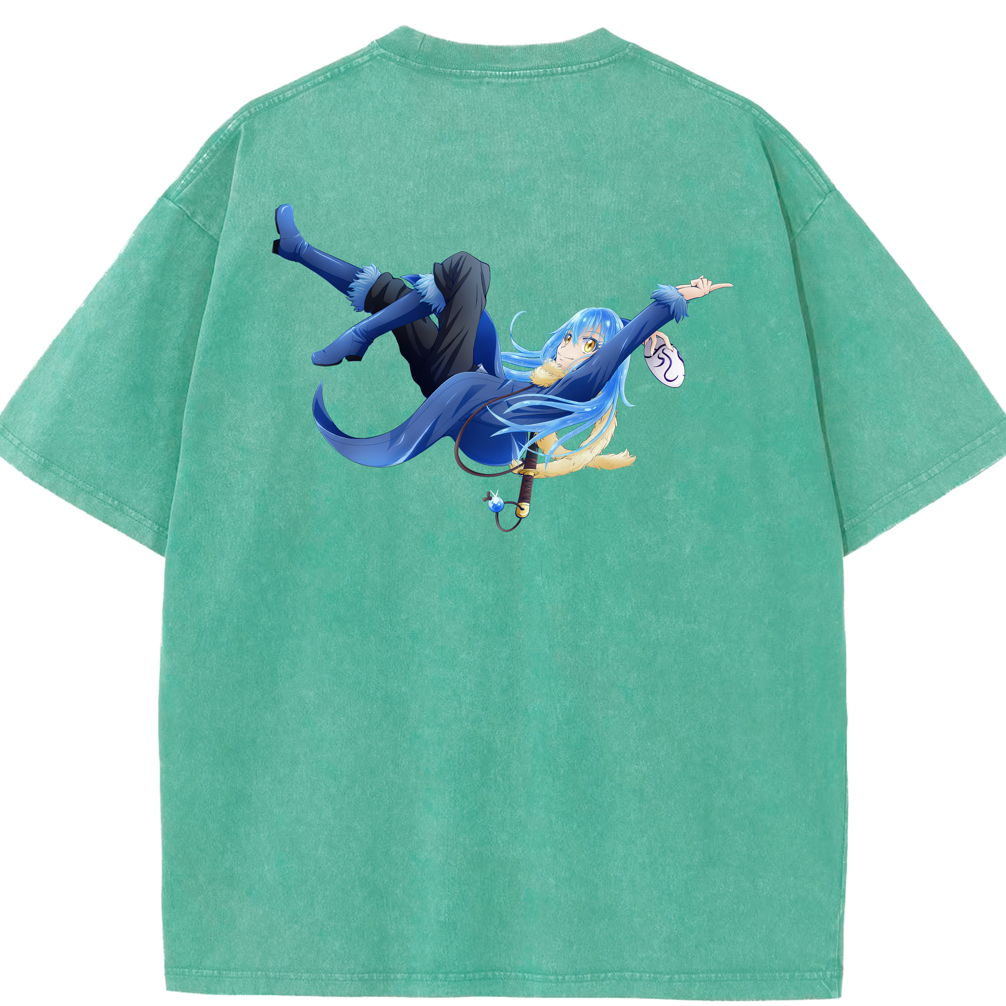 （画像用） 転スラ Regarding Reincarnated to Slime 綿100% ヴィンテージ風 半袖Tシャツ（背面プリント）